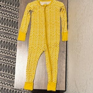 Little Sleepies Yellow and White Chevron One Piece Footie. 2T.